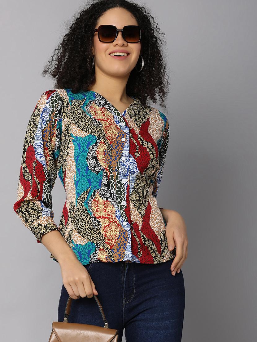 women multi colored polyester regular top - 21151484 - Standard Image - 3