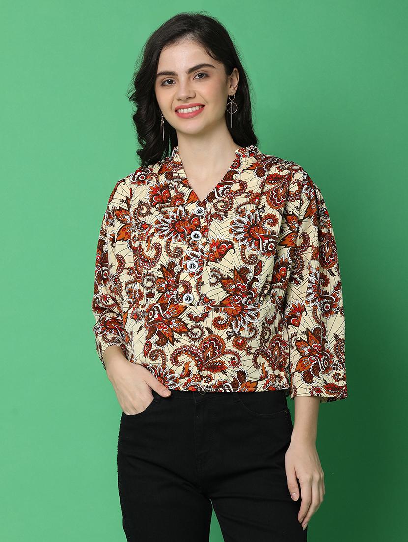 women cream polyester regular top - 21151485 -  Zoom Image - 0