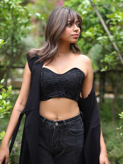Buy online Women Black Lace Tube Top from western wear for Women