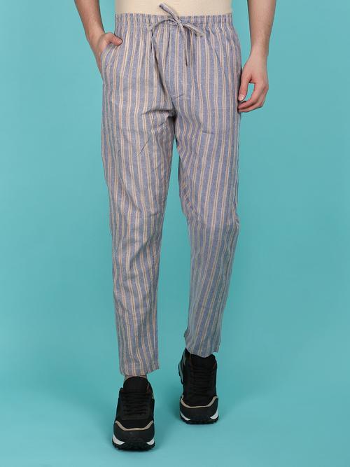 grey cotton full length track pant - 21151690 - Standard Image - 0