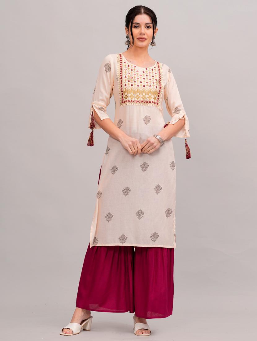 women beige kurta sharara set - 21152655 - Zoom Image - 0