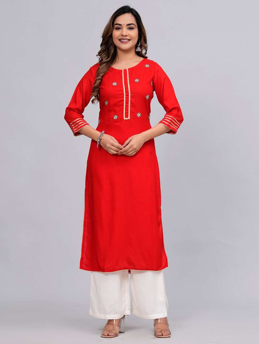 women round neck kurta palazzo set - 21152668 - Zoom Image - 0