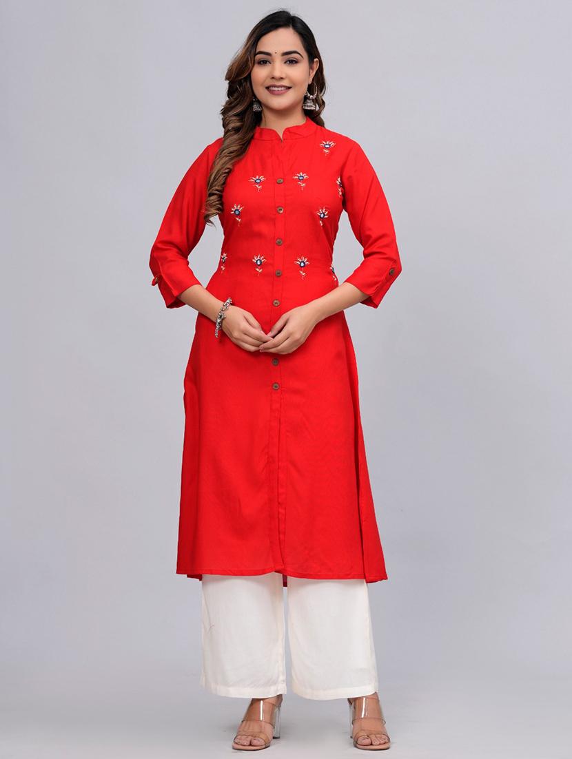 women mandarin neck kurta palazzo set - 21152670 - Zoom Image - 0