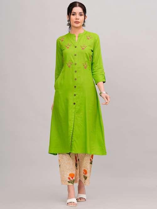 women mandarin neck kurta palazzo set  - 21152677 -  Standard Image - 0