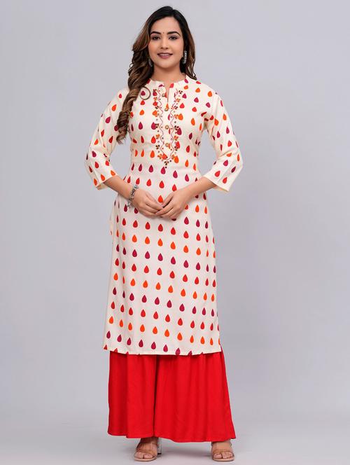 women mandarin neck kurta sharara set - 21152679 - Standard Image - 0