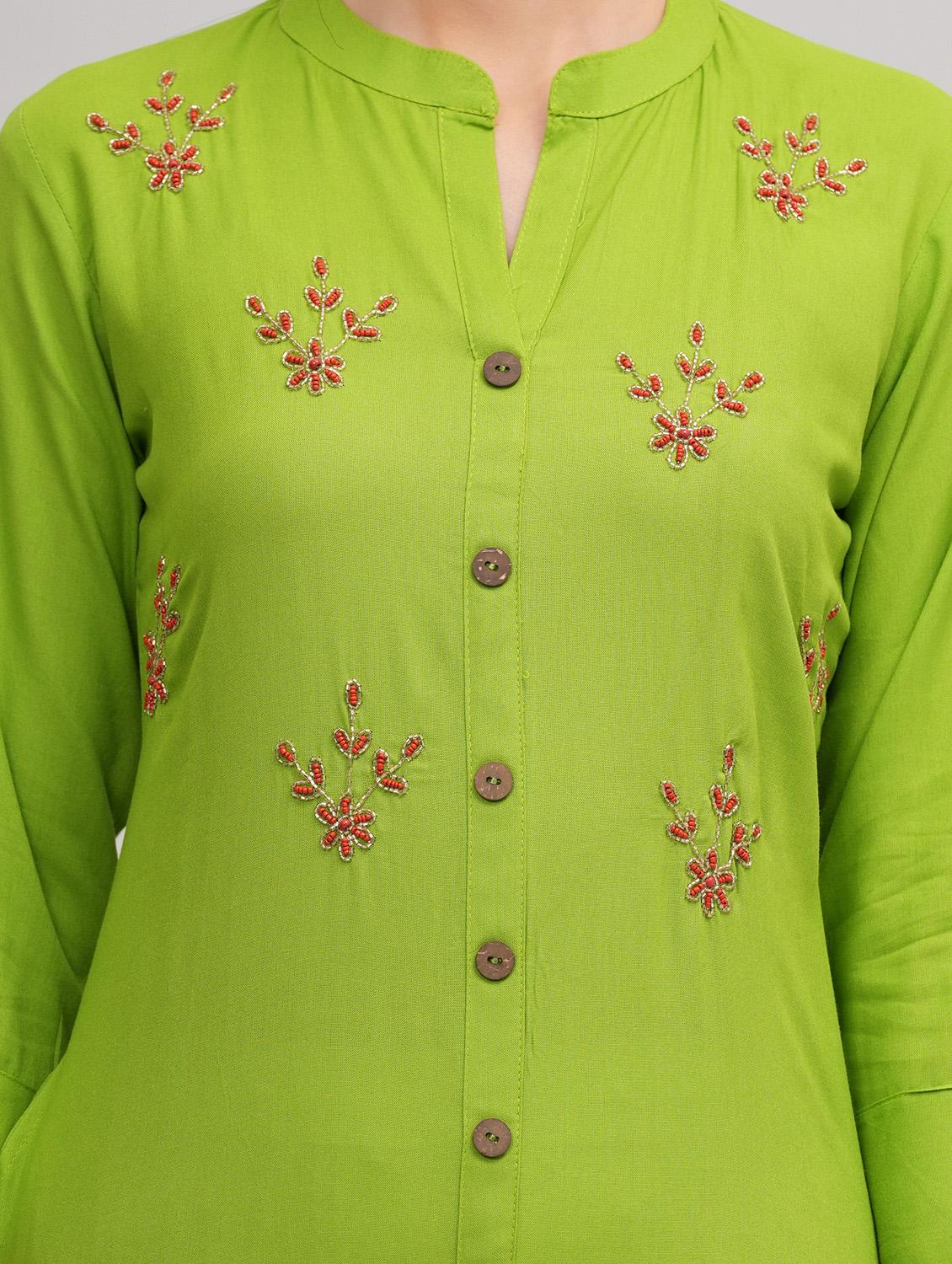 women mandarin neck kurta palazzo set with dupatta - 21152692 - Standard Image - 3
