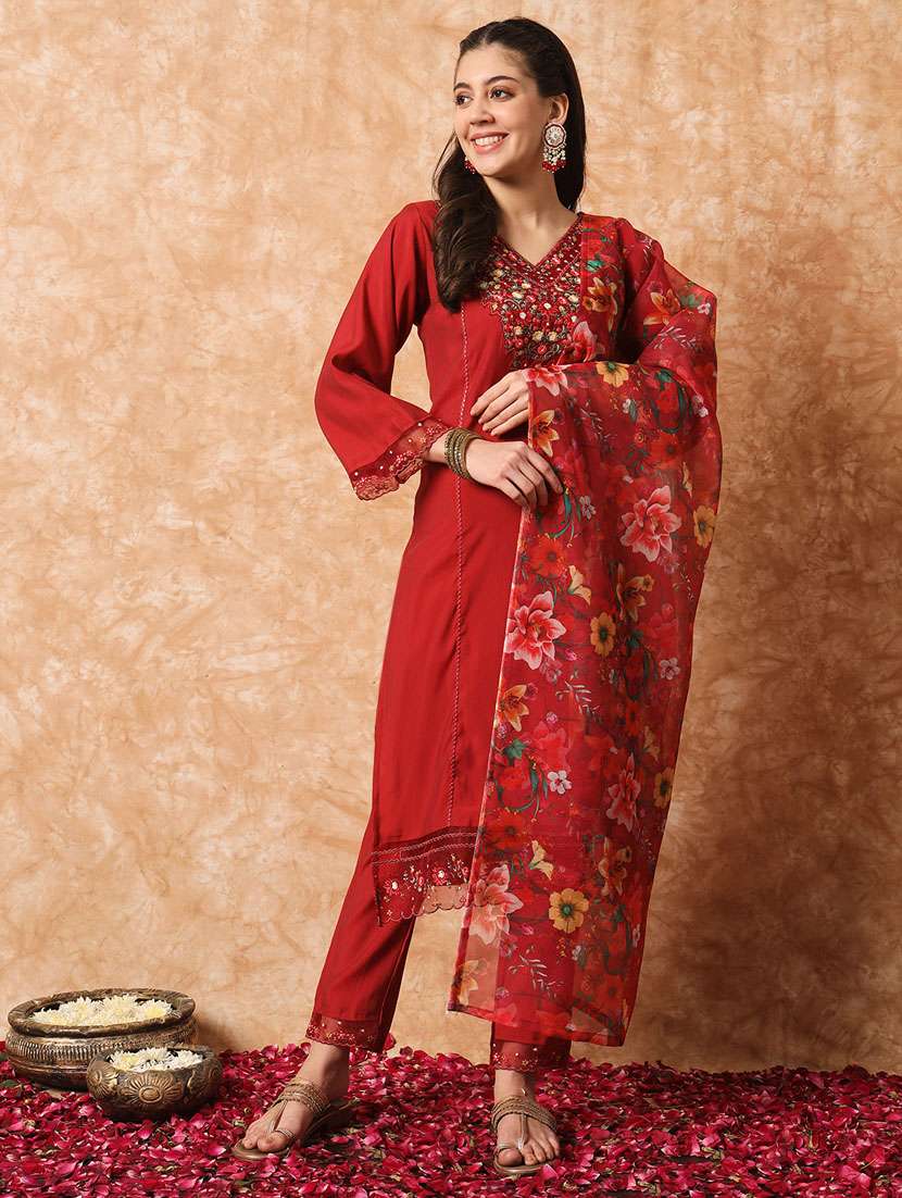 rust viscose suit set - 21152739 - Zoom Image - 0