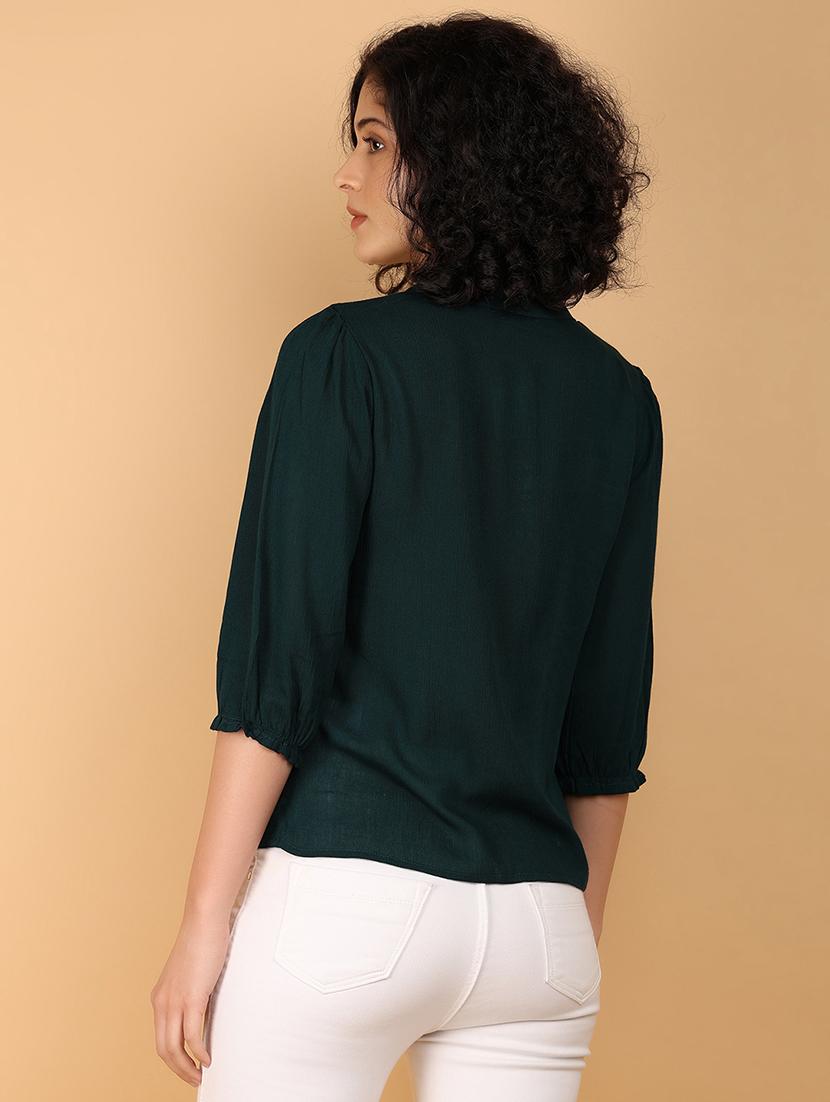 women solid mandrain neck top - 21152923 - Standard Image - 3