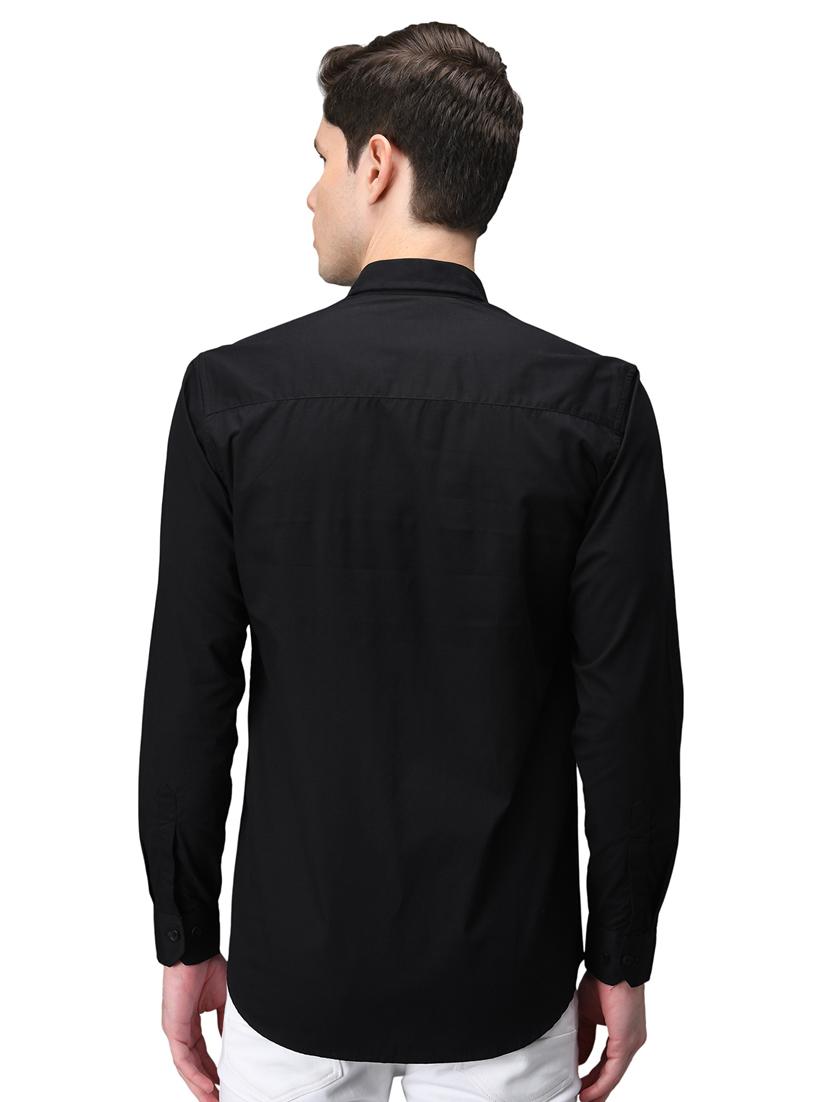 black cotton casual shirt - 21153388 - Standard Image - 3