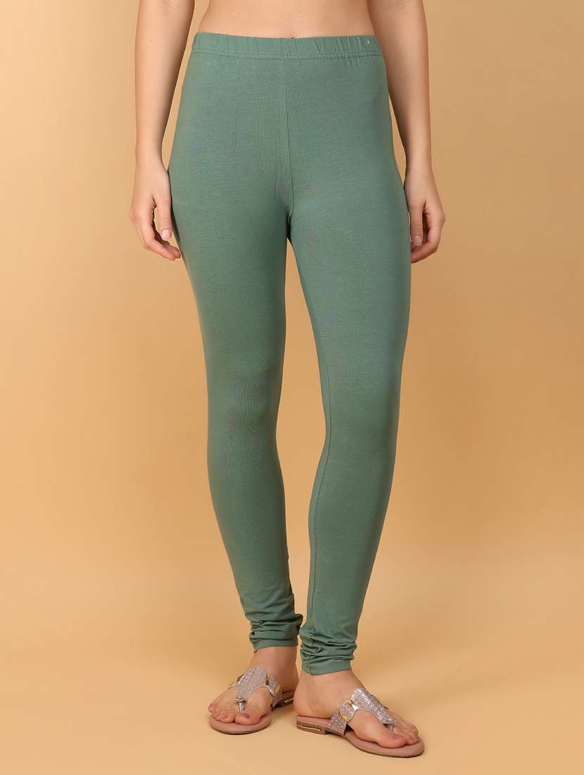 women green cotton leggings