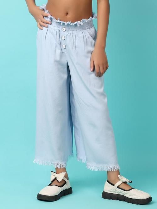 girls light blue solid palazzo - 21153542 -  Standard Image - 0