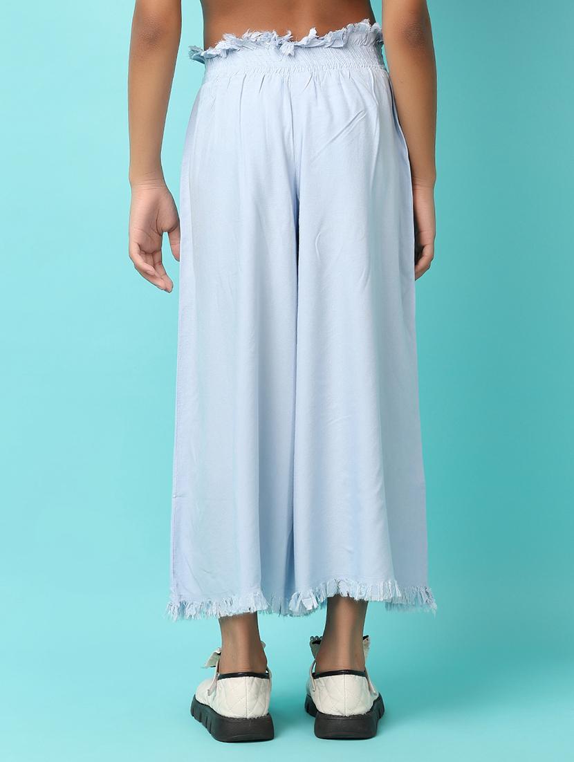 girls light blue solid palazzo - 21153542 - Standard Image - 3