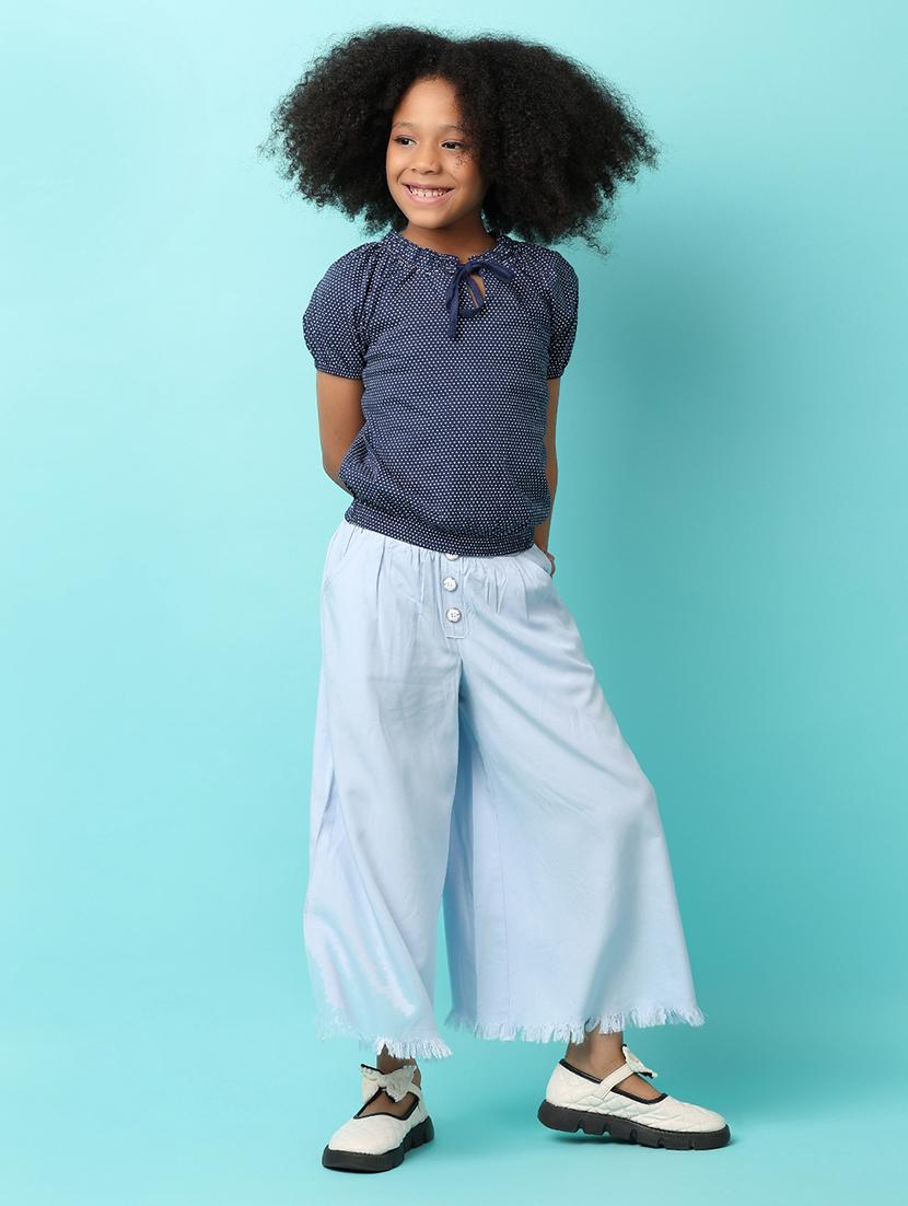 girls light blue solid palazzo - 21153542 - Standard Image - 5