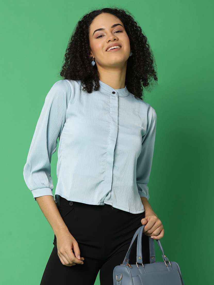 blue satin regular top - 21153571 - Standard Image - 3