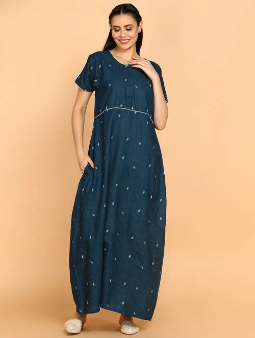 women printed short sleeves nighty - 21153796 - Standard Image - 0