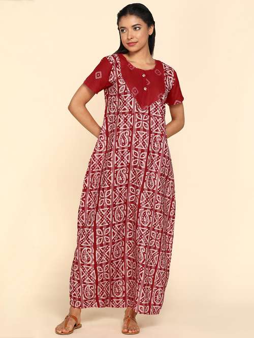 women printed cotton nighty - 21153797 - Standard Image - 0