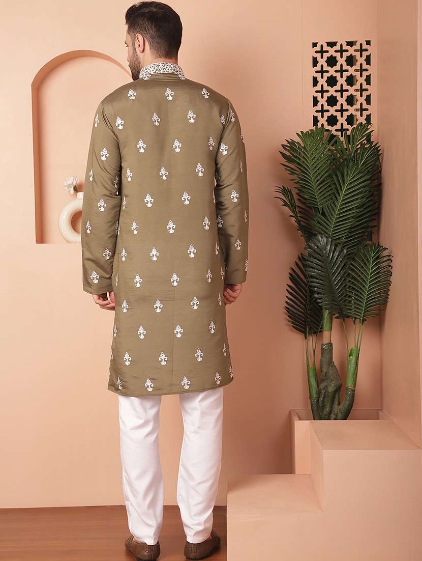 men embroidered kurta pyjama set - 21154097 -  Standard Image - 3