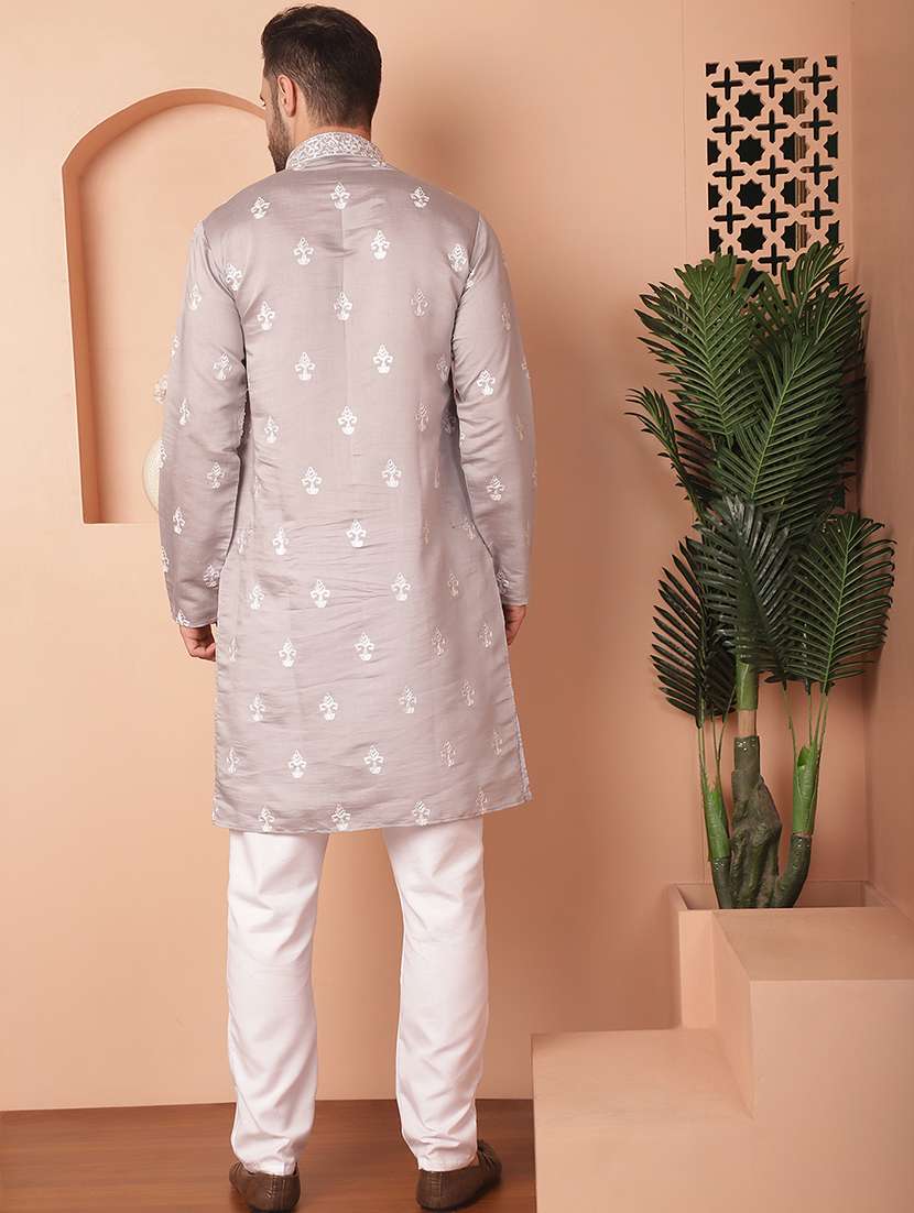 men embroidered kurta pyjama set - 21154098 -  Standard Image - 3