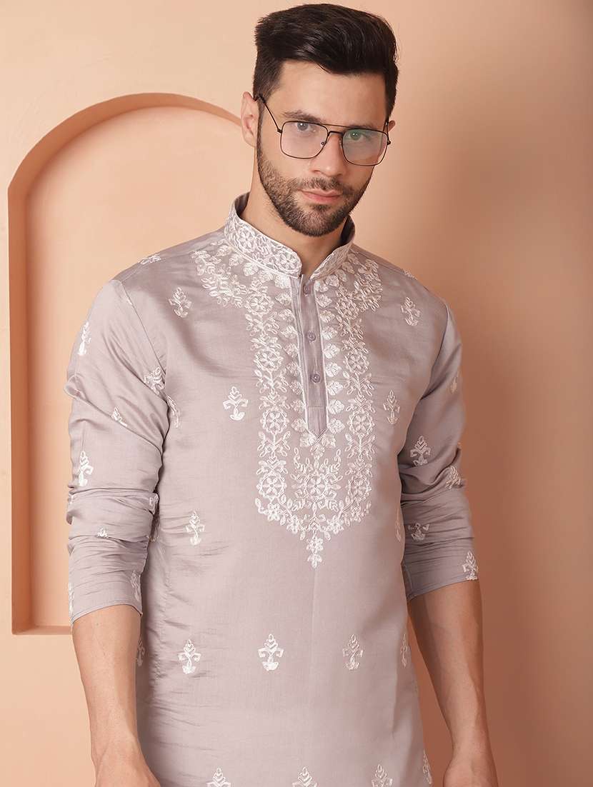 men embroidered kurta pyjama set - 21154098 -  Standard Image - 5