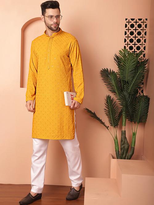 men embroidered kurta pyjama set - 21154134 - Standard Image - 0