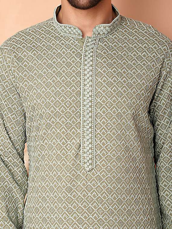 men embroidered kurta pyjama set - 21154135 -  Standard Image - 5