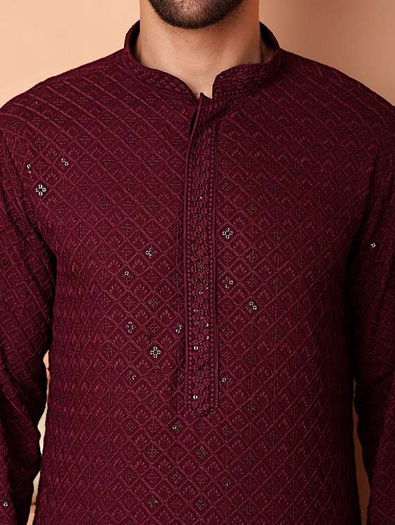 men embroidered kurta pyjama set - 21154136 -  Standard Image - 5