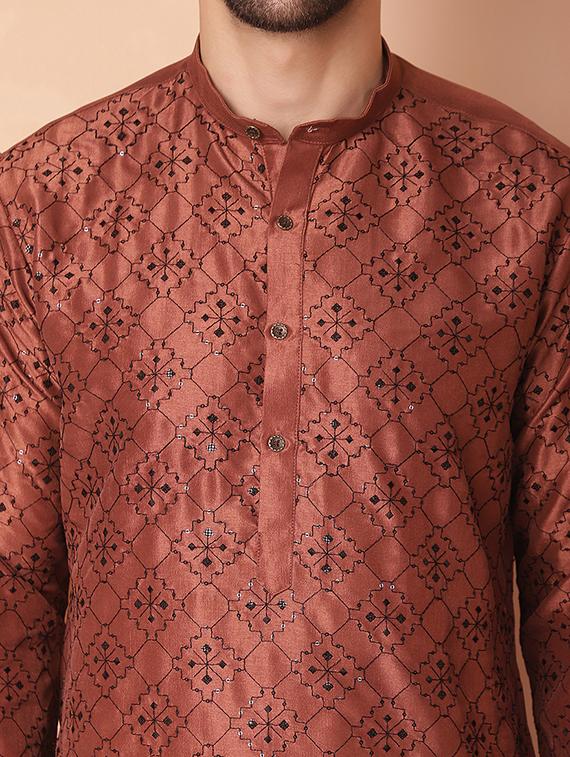 men embroidered kurta pyjama set - 21154148 - Standard Image - 5