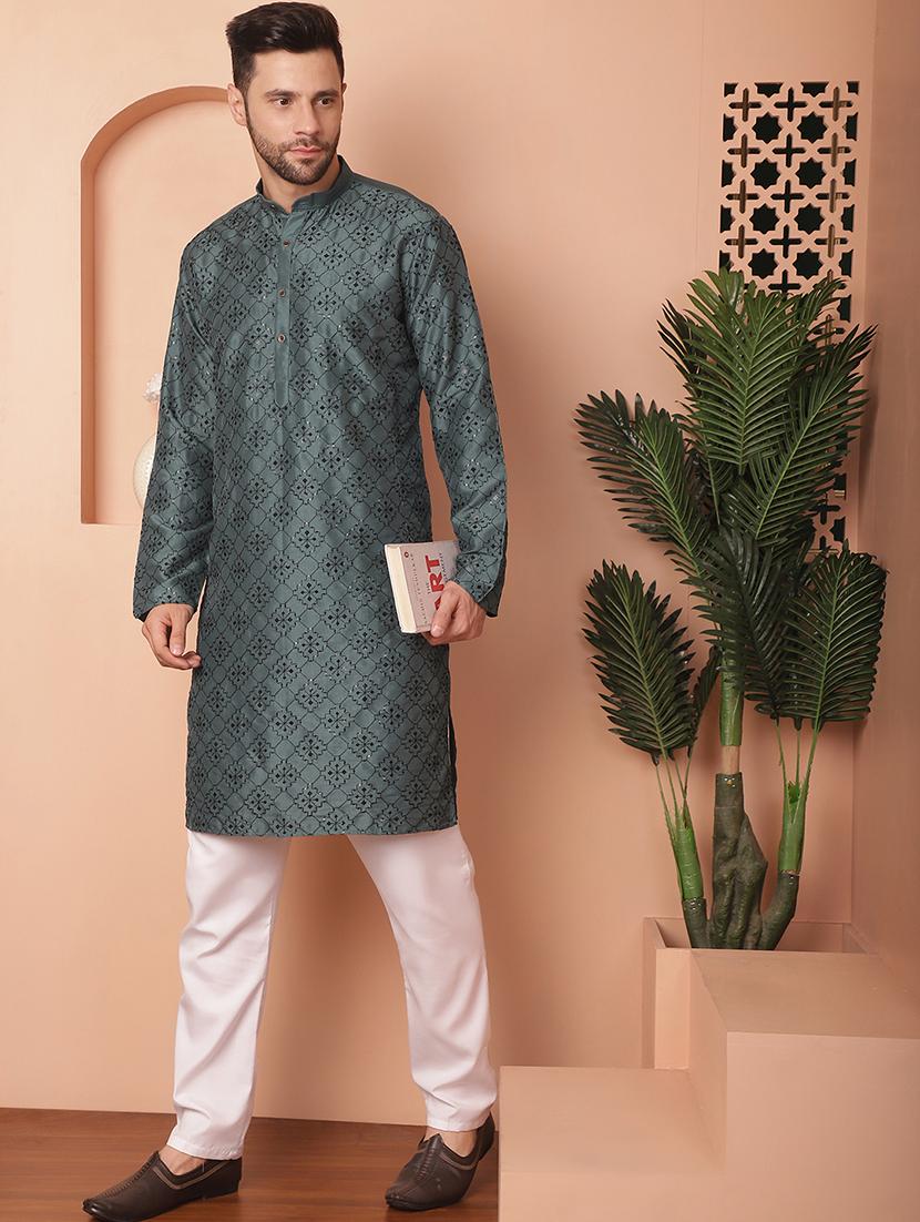 men embroidered kurta pyjama set - 21154151 - Zoom Image - 0