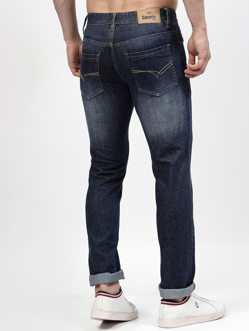 solid blue cotton blend jeans - 21154393 - Standard Image - 3