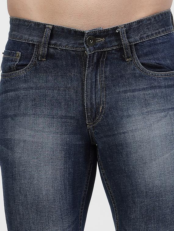 solid blue cotton blend jeans - 21154393 - Standard Image - 5