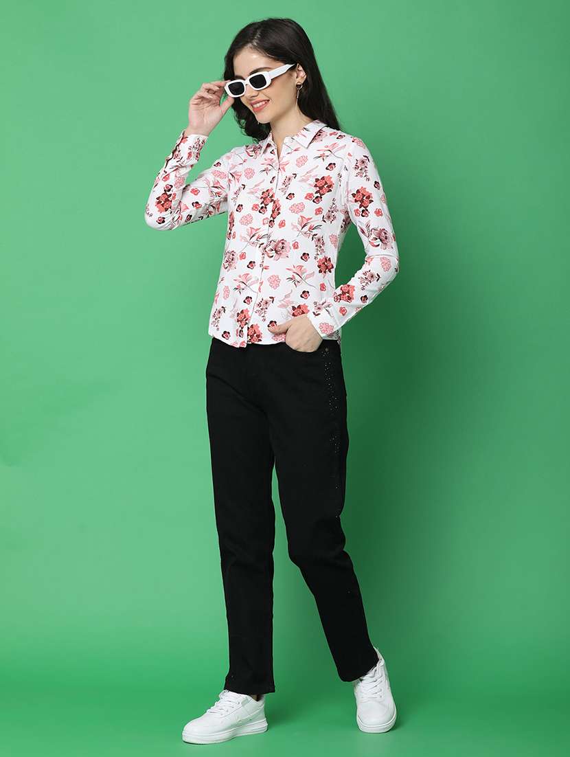 women long sleeved floral printed regular shirt - 21154656 -  Standard Image - 5