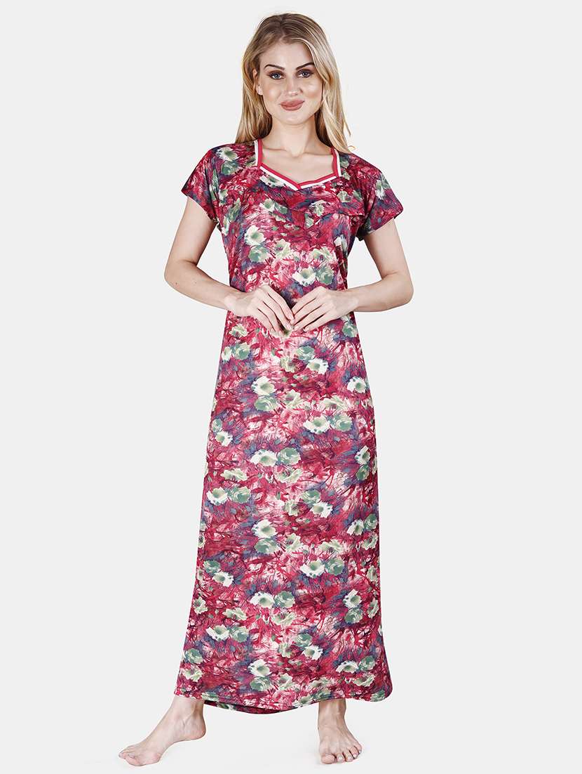 women printed short sleeves nighty - 21155496 - Zoom Image - 0