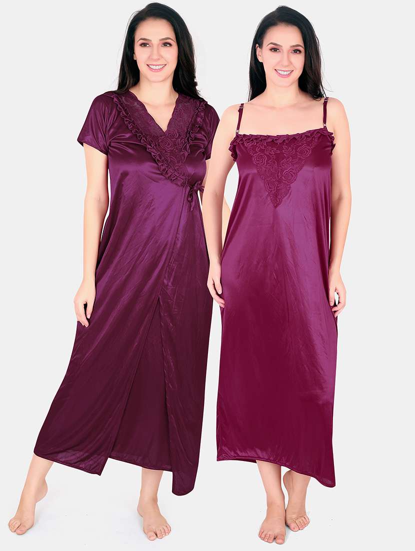 women lace detailed nighty with shrug