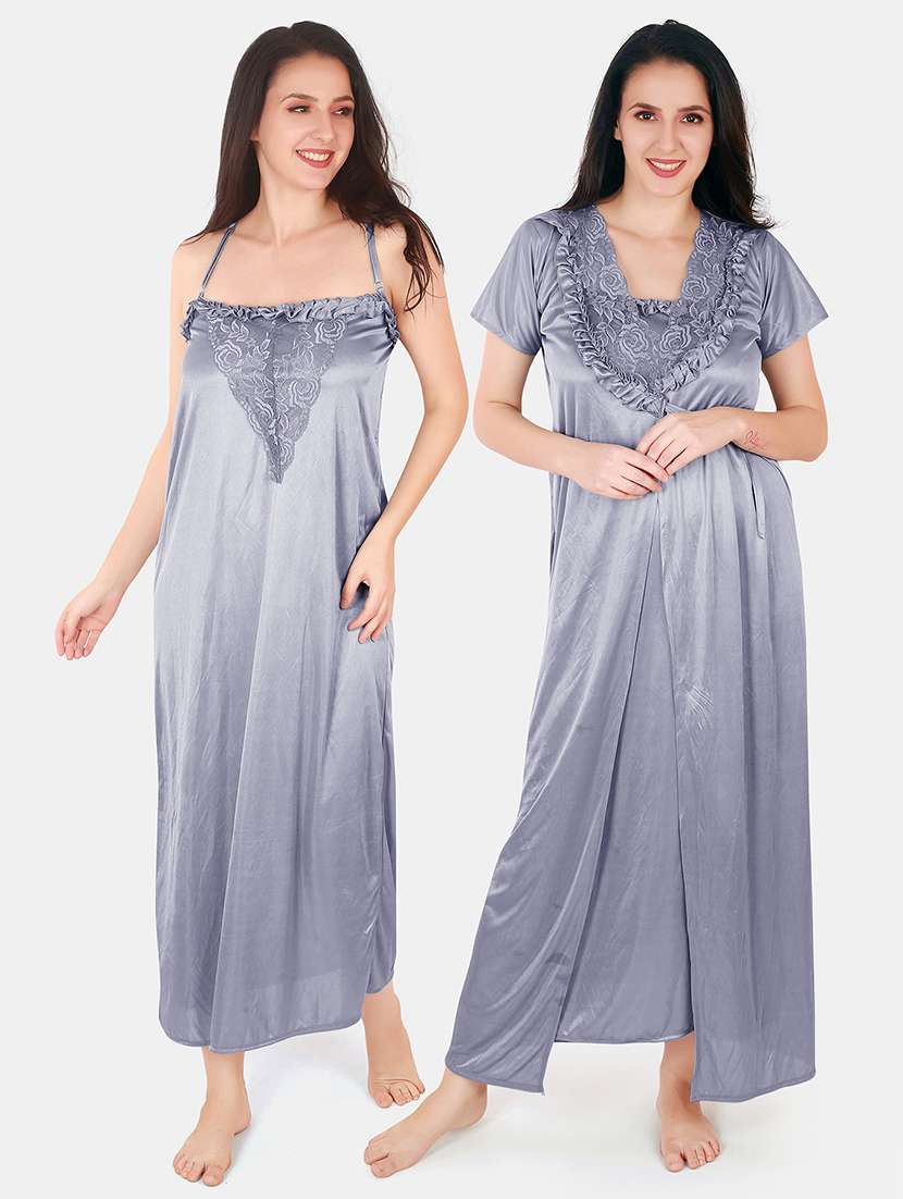 women lace detailed nighty with shrug