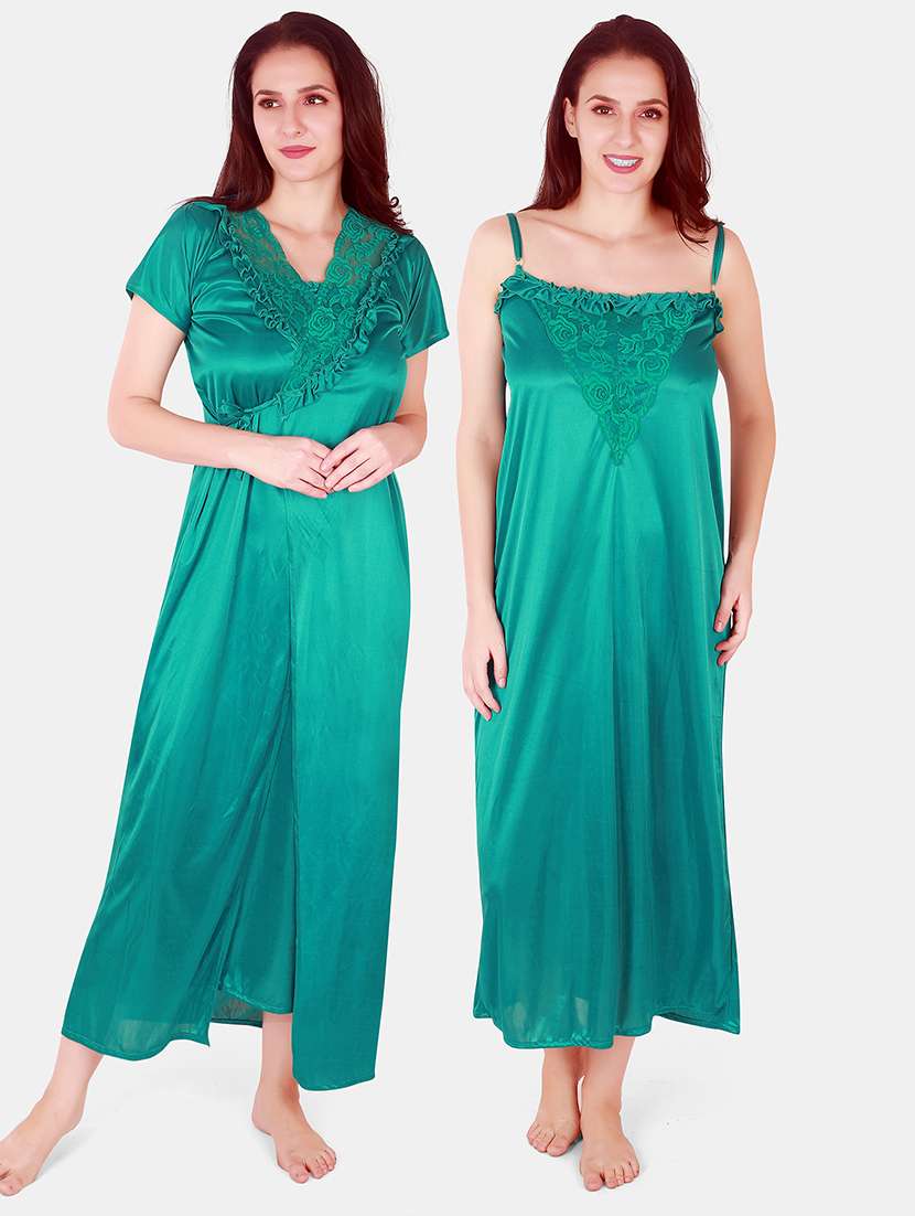 women lace detailed nighty with shrug - 21155535 -  Zoom Image - 0