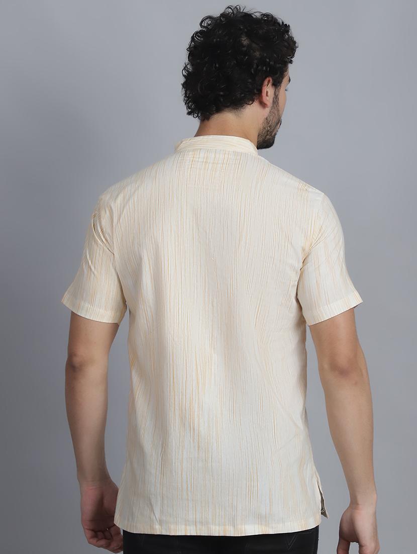 men self design cotton short kurta - 21155934 - Standard Image - 3