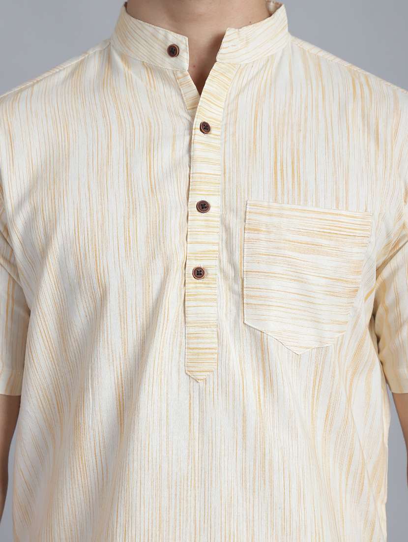 men self design cotton short kurta - 21155934 - Standard Image - 5