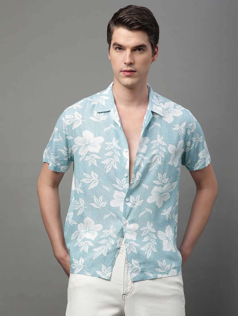 light blue rayon casual shirt - 21155987 - Zoom Image - 0