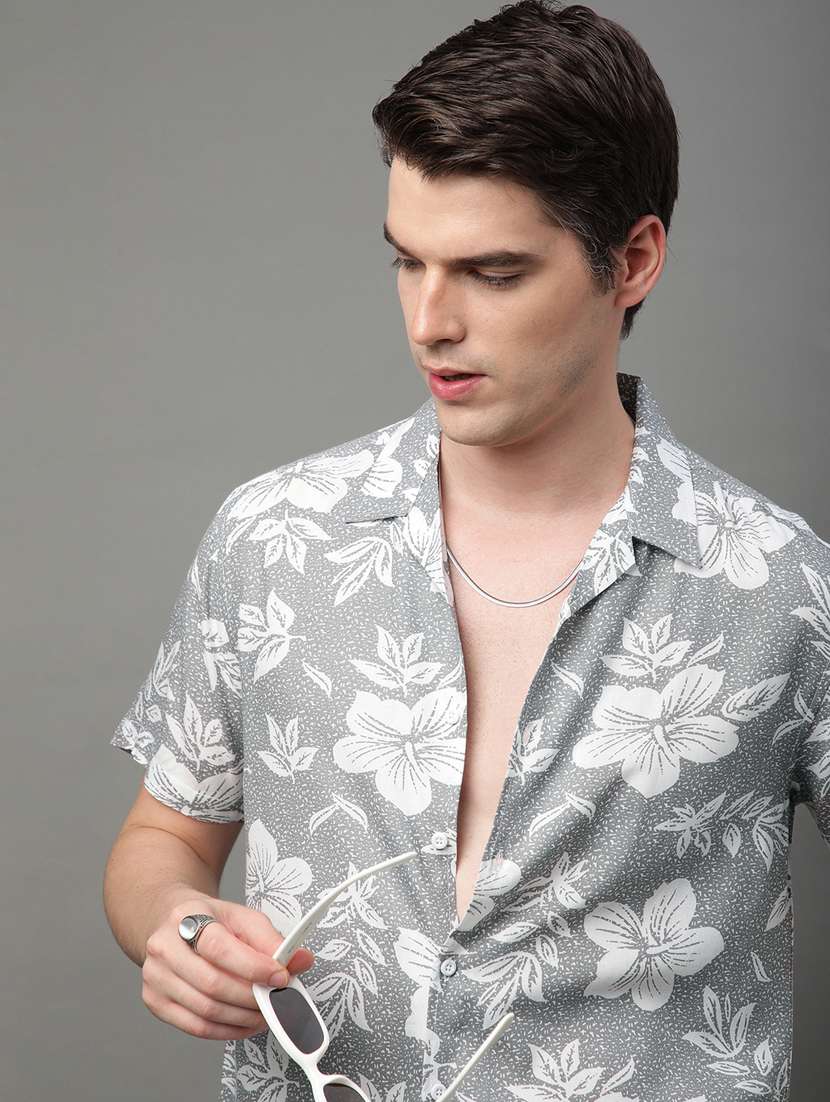 grey rayon casual shirt - 21155989 - Standard Image - 5