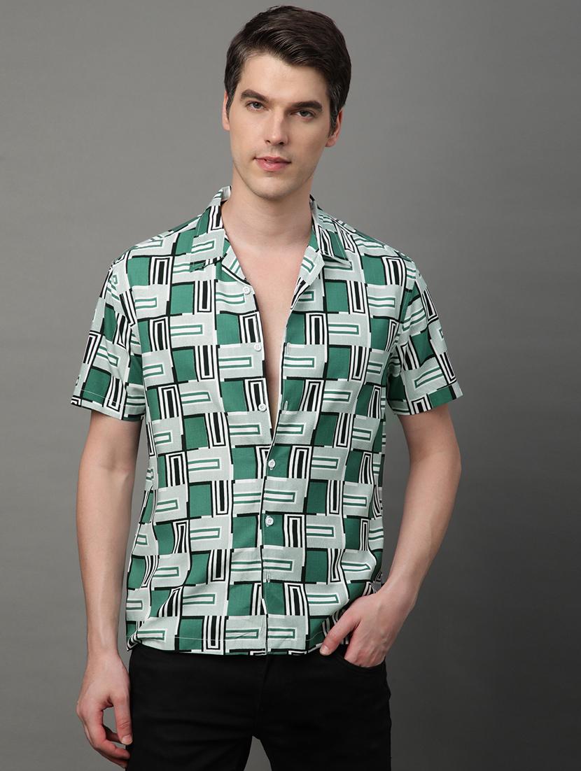 men green regular fit printed casual shirt - 21155995 -  Zoom Image - 0