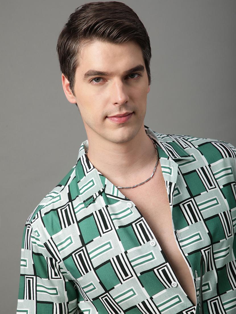 men green regular fit printed casual shirt - 21155995 - Standard Image - 5