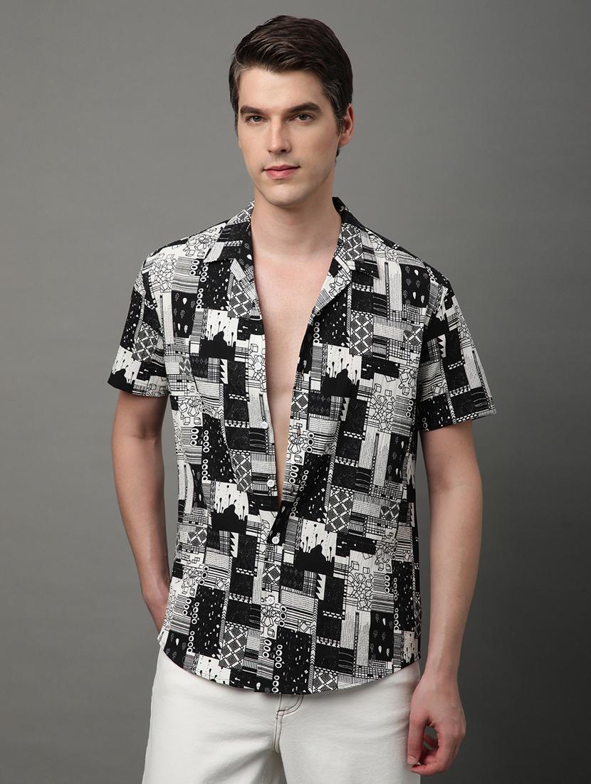 black cotton blend casual shirt - 21156012 - Zoom Image - 0