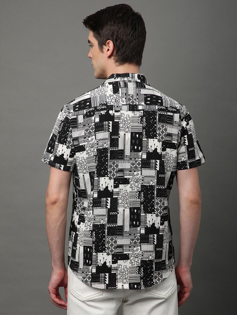 black cotton blend casual shirt - 21156012 - Standard Image - 3