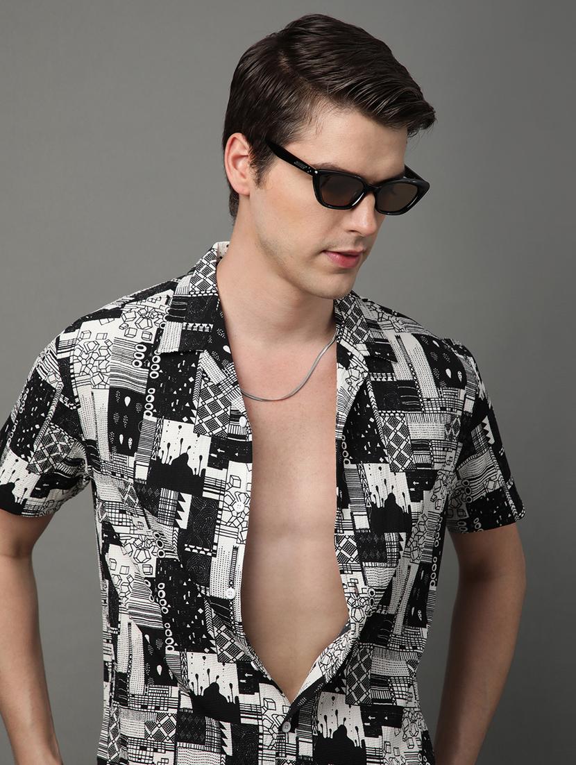 black cotton blend casual shirt - 21156012 - Standard Image - 5