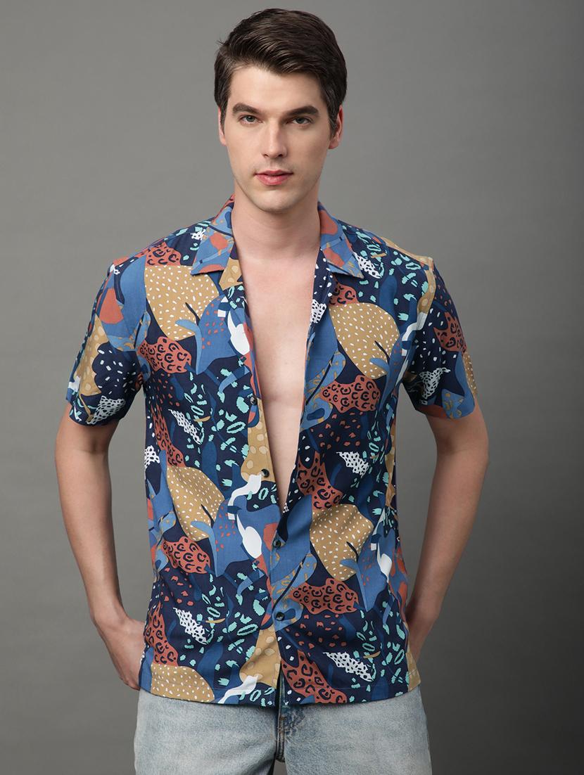 blue rayon casual shirt - 21156024 -  Zoom Image - 0