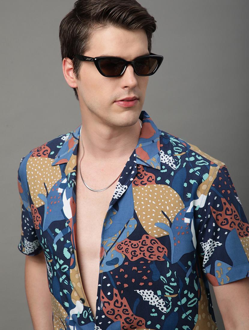 blue rayon casual shirt - 21156024 - Standard Image - 5