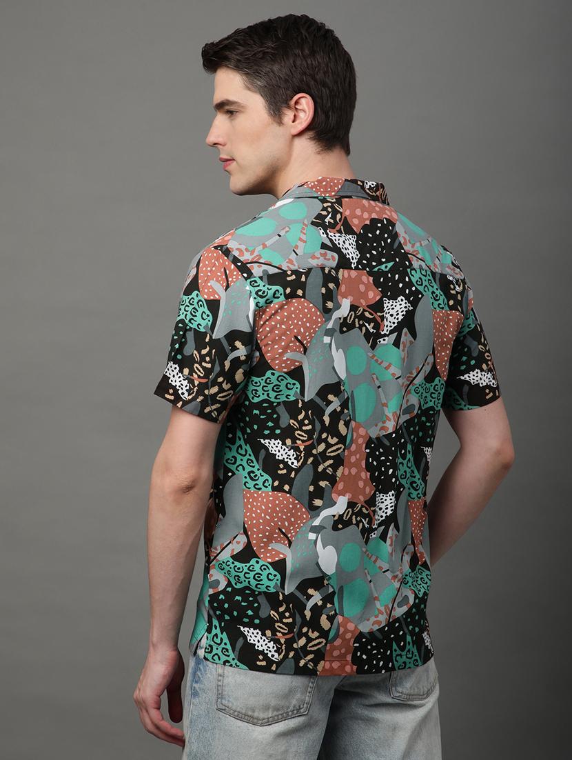 green rayon casual shirt - 21156025 - Standard Image - 3