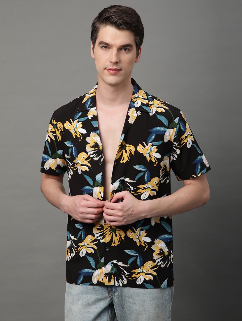 black rayon casual shirt - 21156026 -  Zoom Image - 0