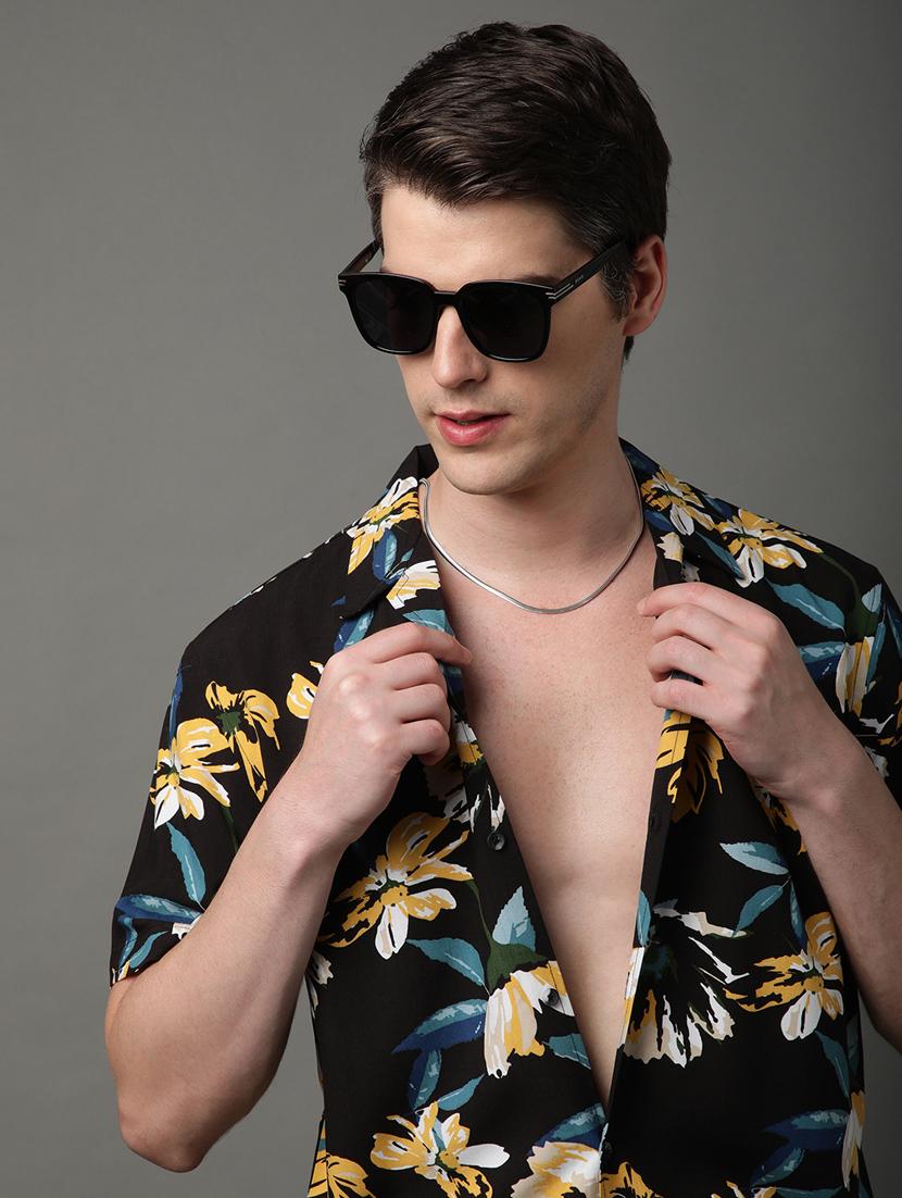 black rayon casual shirt - 21156026 - Standard Image - 5