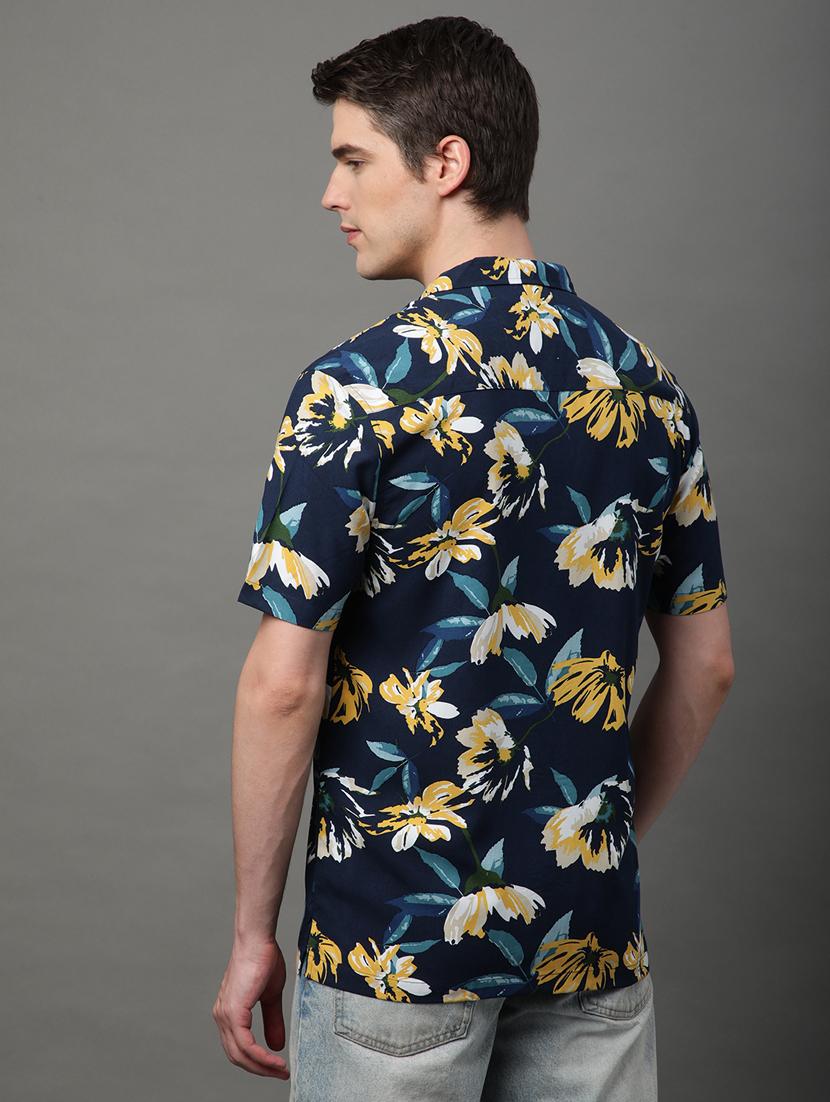 navy blue rayon casual shirt - 21156027 - Standard Image - 3